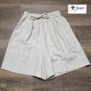 Express Tan High Waisted Elastic Drawstring Striped Bermuda Shorts Size M